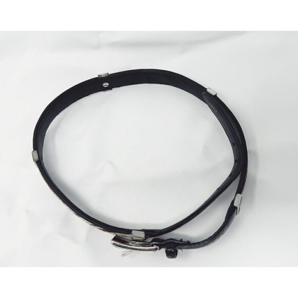 Brighton Sz M/L Black Leather Leopard Print Pony Calf Hair Patchwork Belt Mix - Picture 4 of 13